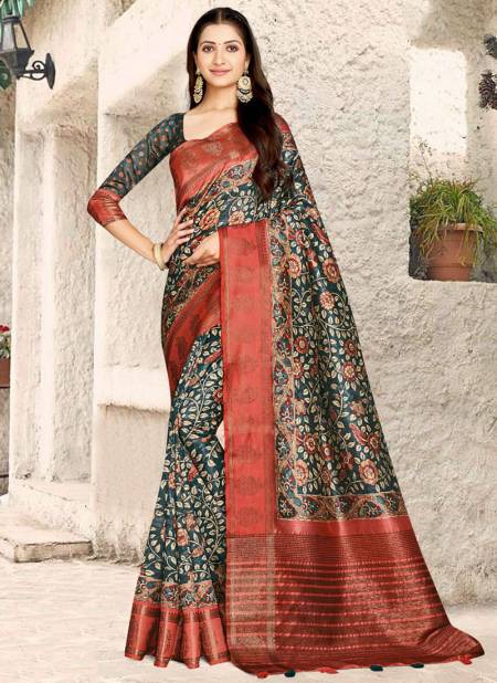 Dark Green And Maroon Colour Mintorsi Charming New Latest Designer Printed Tusser Banarasi weave Saree Collection 27603